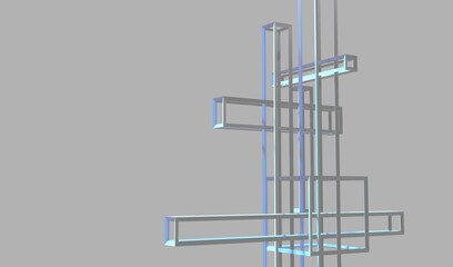 Composition geometric shapes construction architecture background 3d render