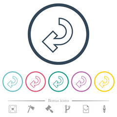 Return arrow outline flat color icons in round outlines