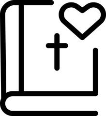 Fototapeta premium Book icon christian bible with heart and cross flat vector