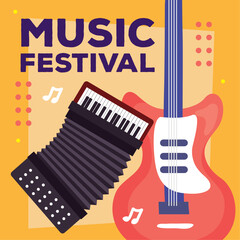 music festival lettering with accordion