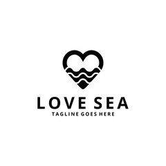 Abstract heart sign illustration combined with sea