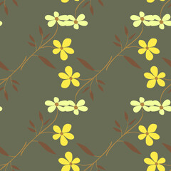 Vintage doodle flower seamless pattern. Retro abstract floral wallpaper. Hand drawn plants endless background.
