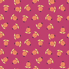 Fototapeta premium Seamless pattern with pomegranate fruit. Botanical fruits wallpaper.