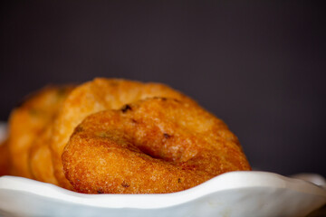 View of Medu Vada also known as Ulundu Vadai is a popular and traditional recipe of Tamil Nadu made with Urad dal.