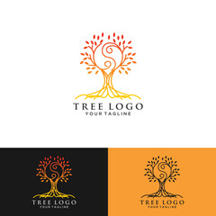 creative logo design of tree life, tree icon, green garden elements design