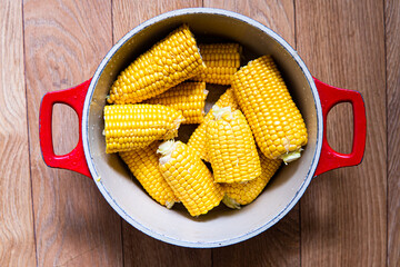 several fresh ripe ears of corn