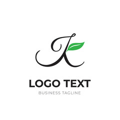 Obraz premium Letter K leaf logo design concept