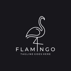 Logo design of long-legged bird or flamingo. Logo with lines, abstract and simple.