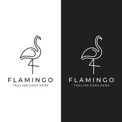 Logo design of long-legged bird or flamingo. Logo with lines, abstract and simple.