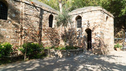 House of Virgin Mary near Ephesus. Exterior view of House of Virgin Mary in Selcuk Izmir. Meryem...