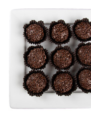 Brigadeiro.Traditional brazilian sweet chocolate. Granulated chocolate.