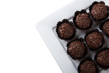 Brigadeiro.Traditional brazilian sweet chocolate. Granulated chocolate.