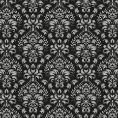 Damask elegant and luxury pattern in silver gradient colors