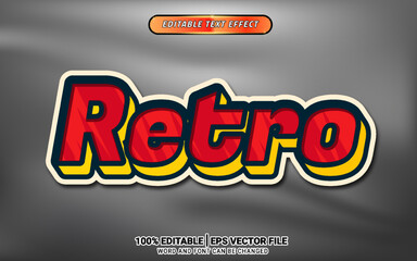 Retro red yellow font color 3d text effect editable template design 