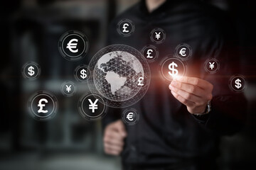 Concept of working in the foreign exchange market of the world.