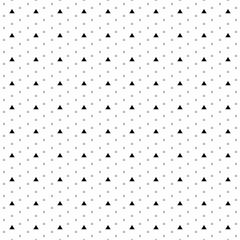 Square seamless background pattern from black triangle symbols are different sizes and opacity. The pattern is evenly filled. Vector illustration on white background