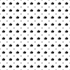 Fototapeta na wymiar Square seamless background pattern from geometric shapes are different sizes and opacity. The pattern is evenly filled with big black thumb up symbols. Vector illustration on white background