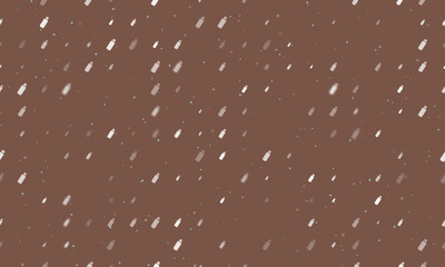 Seamless background pattern of evenly spaced white flash drives of different sizes and opacity. Vector illustration on brown background with stars