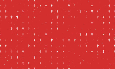 Seamless background pattern of evenly spaced white ice cream balls symbols of different sizes and opacity. Vector illustration on red background with stars
