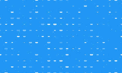 Naklejka na ściany i meble Seamless background pattern of evenly spaced white hotdog symbols of different sizes and opacity. Vector illustration on blue background with stars