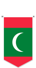 Maldives flag in soccer pennant, various shape.
