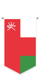 Oman flag in soccer pennant, various shape.