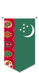 Turkmenistan flag in soccer pennant, various shape.