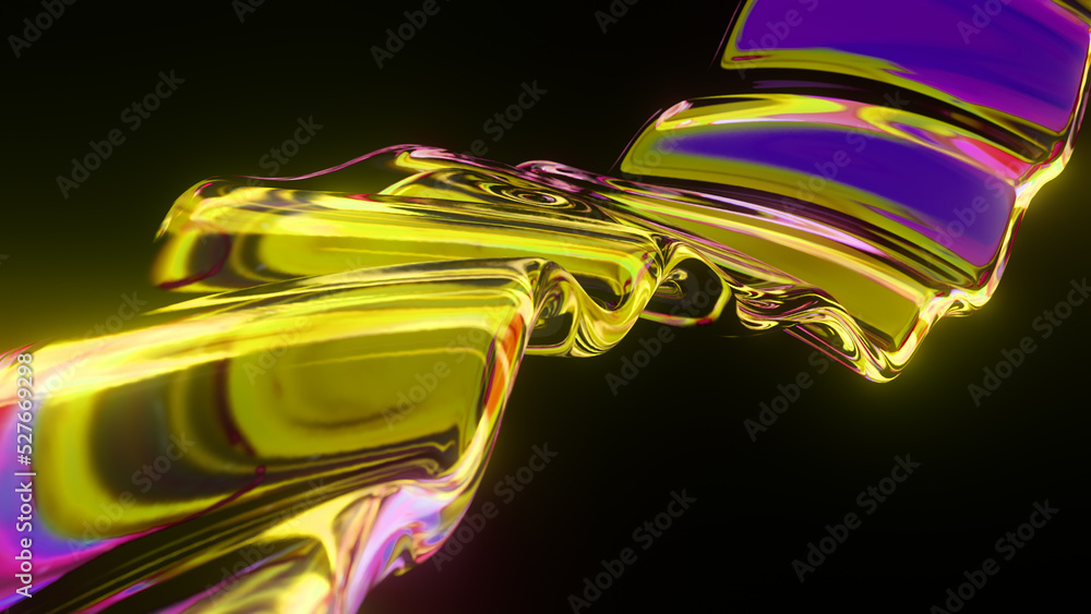 Poster abstract neon wave surface. wavy color line. liquid multicolored glowing curved wavy line. neon cybe