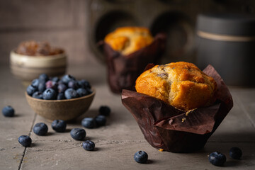 homemade muffin with blueberries
