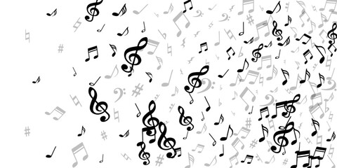 Music notes flying vector backdrop. Symphony