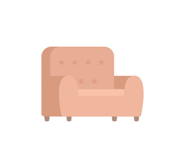 Cozy soft armchair three-quarters on white background. Home interior concept. Cartoon flat style. Vector illustration