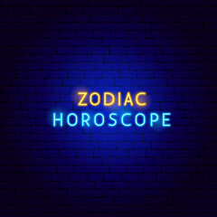 Zodiac Horoscope Neon Text. Vector Illustration of Astrology Promotion.