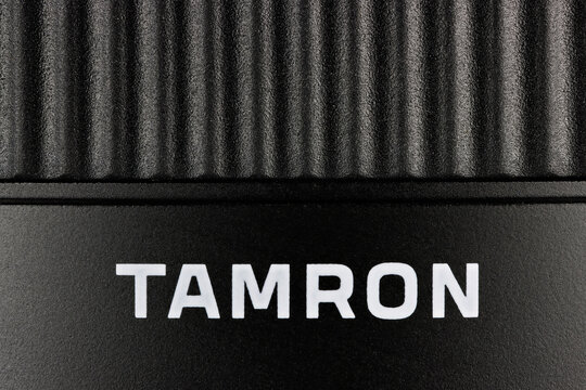 WIEHL, GERMANY - AUGUST 21, 2022: Tamron branding at 11-20mm F/2.8 Di III-A RXD ultra-wide-angle zoom lens