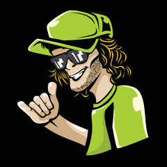 Vector illustration of a man wearing a hat