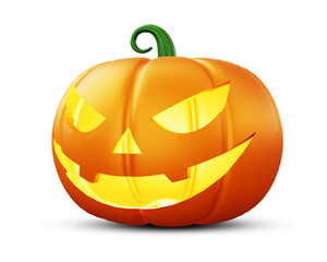 Halloween pumpkin with light inside, 3d rendering