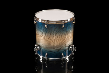 beautiful flour tom drum on a black background with reflection, for advertising and inscription