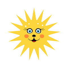 Sun cartoon isolated on white background - vector