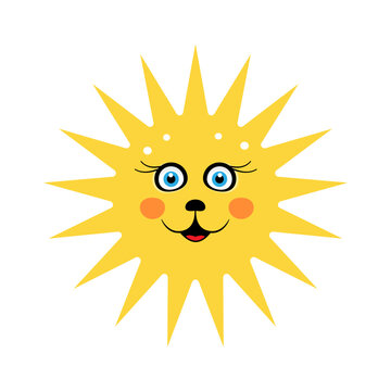 Sun cartoon isolated on white background - vector