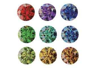 カラフルな宝石セット、ベクター