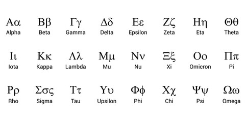 the greek alphabet letters font. greek alphabet set vector. alpha beta gamma delta sign - obrazy, fototapety, plakaty