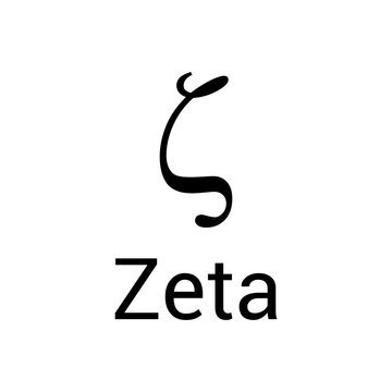 Black zeta symbol icon with name. greek alphabet letter