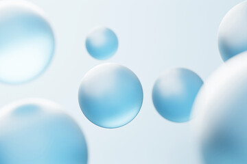 Blue Bubbles cosmetic concept, Abstract blue bubbles background.