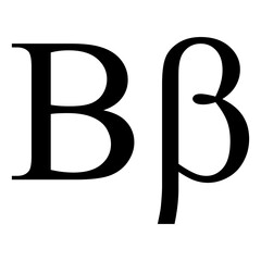 Black beta symbol icon with name. greek alphabet letter