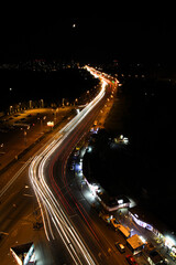 traffic on highway at night