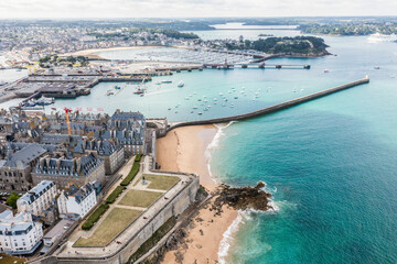 Aerial view of Saint Malo, Britanny France. - obrazy, fototapety, plakaty