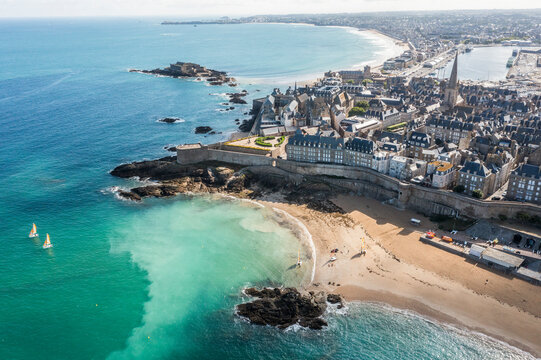 Aerial view of Saint Malo, Britanny France.