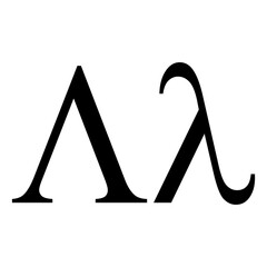 Black lambda symbol icon with name. greek alphabet letter - obrazy, fototapety, plakaty