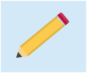 Short yellow pencil, Realistic pencil isolated cartoon with rubber eraser logo design. Educational concept, Back to school concept vector design and illustration.

