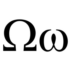 Fototapeta Black omega symbol icon with name. greek alphabet letter obraz