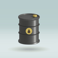 barrel of oil isolated vector 3d icon. Oil drum container 3d illustration.